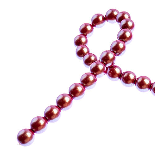Glass Pearls - 8mm - Round - Iridescent Red (Strand 23)