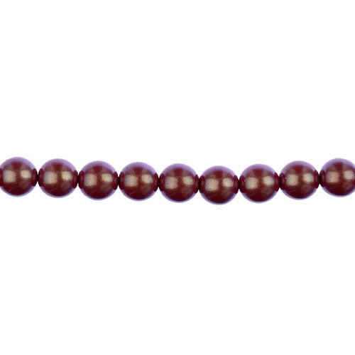 Glass Pearls - 8mm - Round - Iridescent Red (Strand 23)