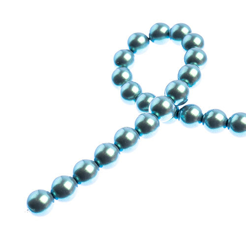 Glass Pearls - 8mm - Round - Iridescent Blue Grey (Strand 23)