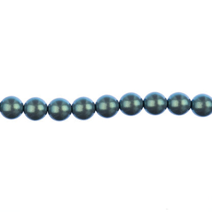 Glass Pearls - 8mm - Round - Iridescent Blue Grey (Strand 23)