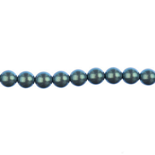 Glass Pearls - 8mm - Round - Iridescent Blue Grey (Strand 23)