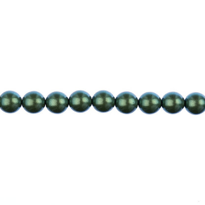 Glass Pearls - 8mm - Round - Iridescent Green (Strand 23)