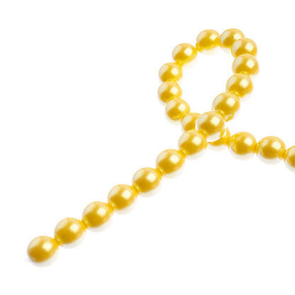 Glass Pearls - 8mm - Round - Iridescent Yellow (Strand 23)