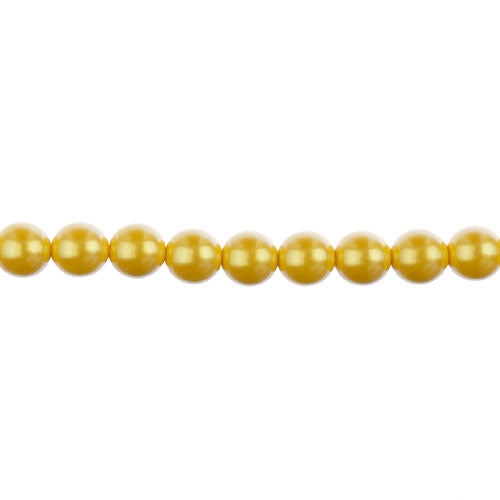 Glass Pearls - 8mm - Round - Iridescent Yellow (Strand 23)