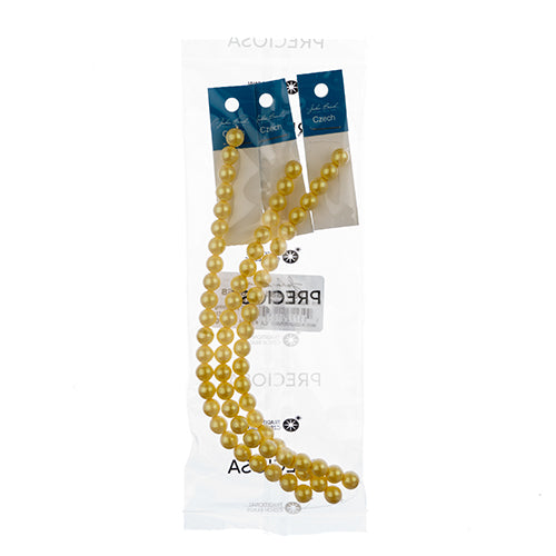Glass Pearls - 8mm - Round - Iridescent Yellow (Strand 23)