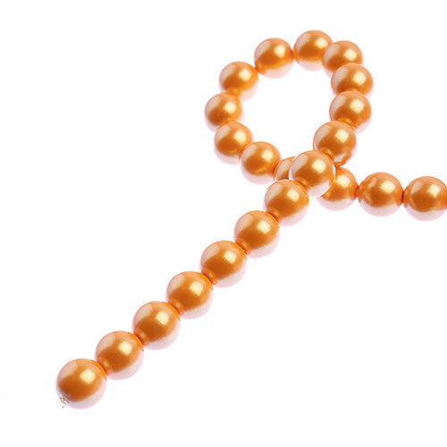 Glass Pearls - 8mm - Round - Iridescent Orange (Strand 23)