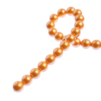 Glass Pearls - 8mm - Round - Iridescent Orange (Strand 23)
