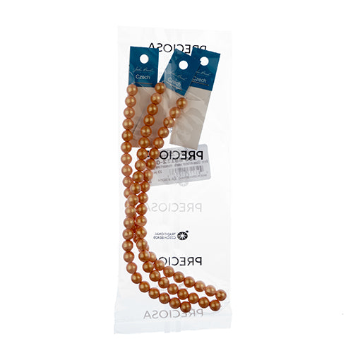 Glass Pearls - 8mm - Round - Iridescent Orange (Strand 23)