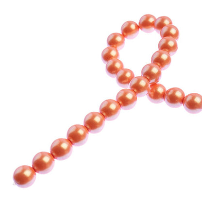 Glass Pearls - 8mm - Round - Iridescent Light Coral (Strand 23)