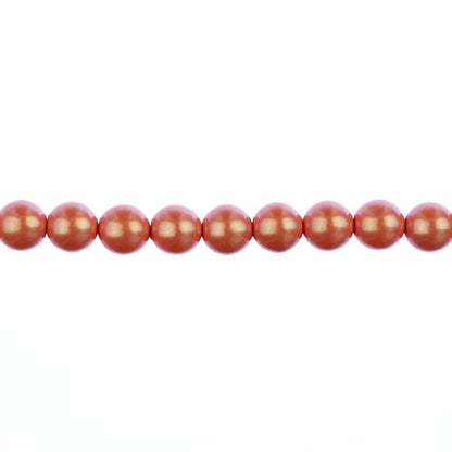 Glass Pearls - 8mm - Round - Iridescent Light Coral (Strand 23)