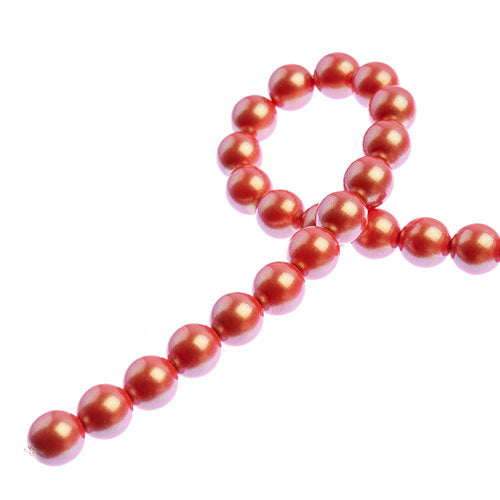 Glass Pearls - 8mm - Round - Iridescent Coral (Strand 23)