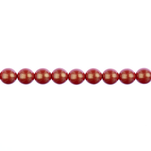 Glass Pearls - 8mm - Round - Iridescent Coral (Strand 23)