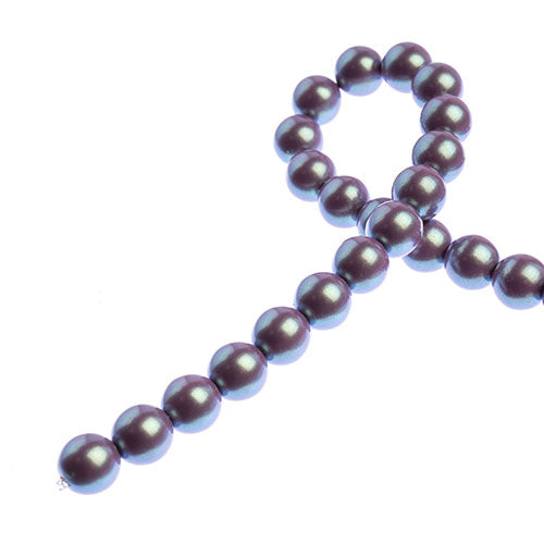 Glass Pearls - 8mm - Round - Iridescent Lavender (Strand 23)