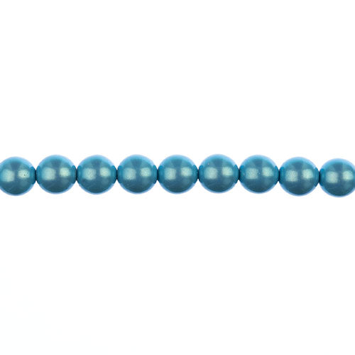 Glass Pearls - 8mm - Round - Iridescent Aqua (Strand 23)