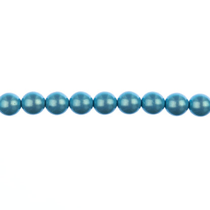 Glass Pearls - 8mm - Round - Iridescent Aqua (Strand 23)