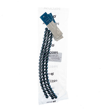 Glass Pearls - 8mm - Round - Iridescent Petrol Blue (Strand 23)