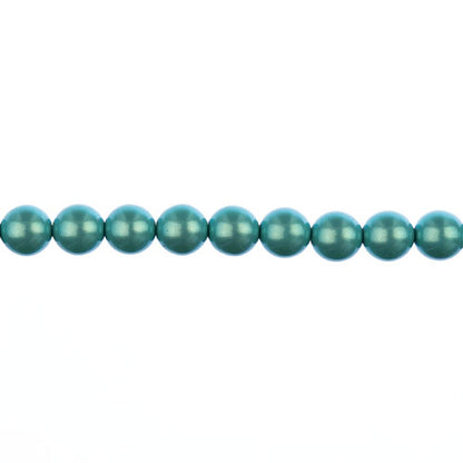 Glass Pearls - 8mm - Round - Iridescent Turquoise Green (Strand 23)
