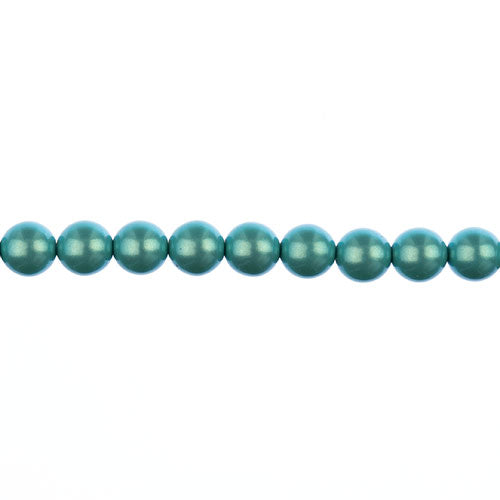 Glass Pearls - 8mm - Round - Iridescent Turquoise Green (Strand 23)