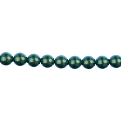Glass Pearls - 8mm - Round - Iridescent Emerald Green (Strand 23)
