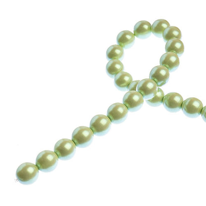 Glass Pearls - 8mm - Round - Iridescent Light Pea (Strand 23)