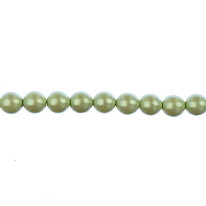 Glass Pearls - 8mm - Round - Iridescent Light Pea (Strand 23)