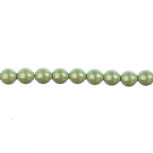 Glass Pearls - 8mm - Round - Iridescent Light Pea (Strand 23)