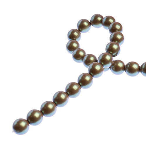Glass Pearls - 8mm - Round - Iridescent Hazelnut (Strand 23)