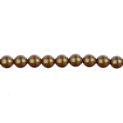 Glass Pearls - 8mm - Round - Iridescent Sandy Brown (Strand 23)