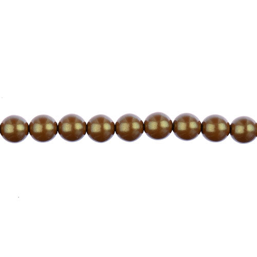 Glass Pearls - 8mm - Round - Iridescent Sandy Brown (Strand 23)