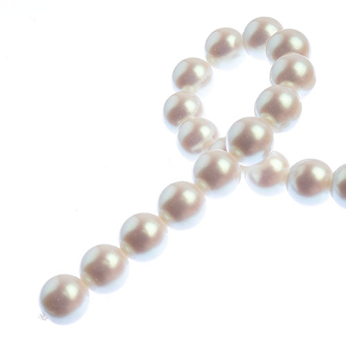 Glass Pearls - 10mm - Round - Iridescent White (Strand 18)