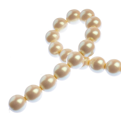 Glass Pearls - 10mm - Round - Iridescent Light Cream (Strand 18)