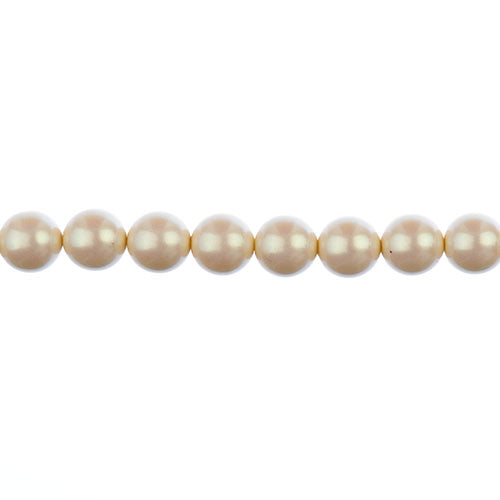 Glass Pearls - 10mm - Round - Iridescent Light Cream (Strand 18)