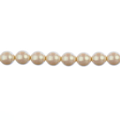 Glass Pearls - 10mm - Round - Iridescent Light Cream (Strand 18)