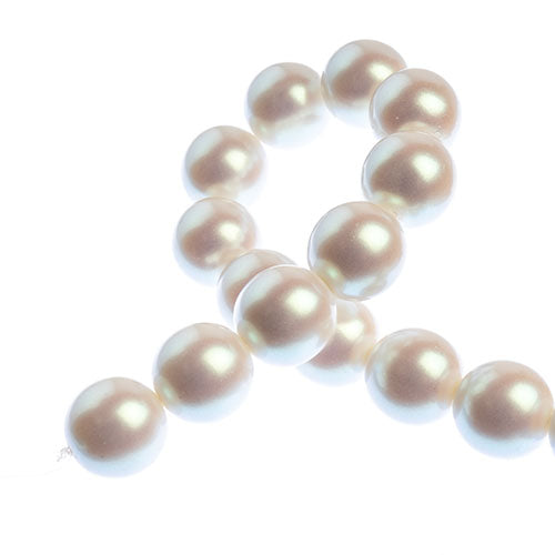 Glass Pearls - 12mm - Round - Iridescent White (Strand 15)