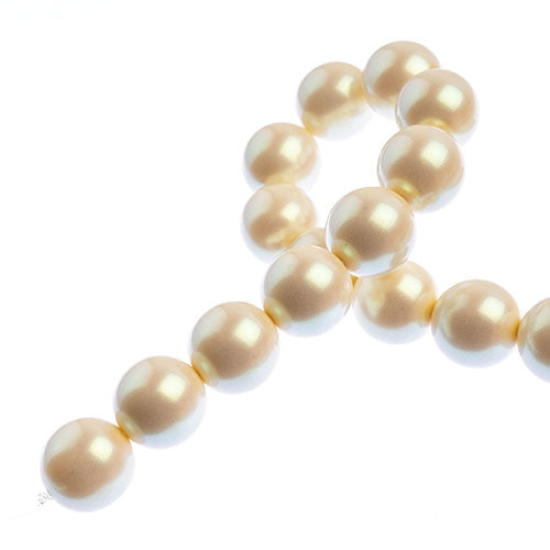 Glass Pearls - 12mm - Round - Iridescent Light Cream (Strand 15)