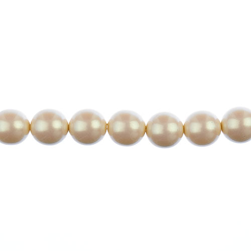 Glass Pearls - 12mm - Round - Iridescent Light Cream (Strand 15)