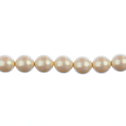 Glass Pearls - 12mm - Round - Iridescent Light Cream (Strand 15)