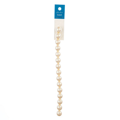 Glass Pearls - 12mm - Round - Iridescent Light Cream (Strand 15)