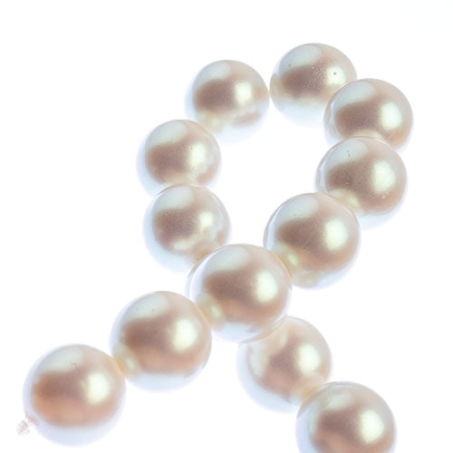 Glass Pearls - 14mm - Round - Iridescent White (Strand 13)