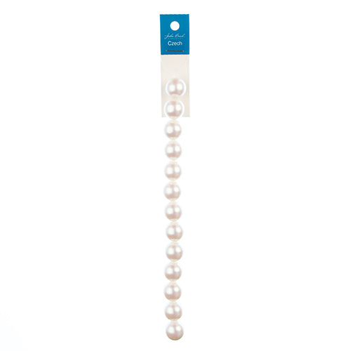 Glass Pearls - 14mm - Round - Iridescent White (Strand 13)