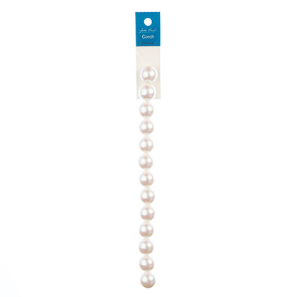 Glass Pearls - 14mm - Round - Iridescent White (Strand 13)