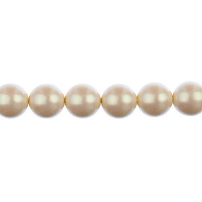 Glass Pearls - 14mm - Round - Iridescent Light Cream (Strand 13)