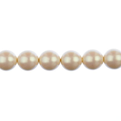 Glass Pearls - 14mm - Round - Iridescent Light Cream (Strand 13)