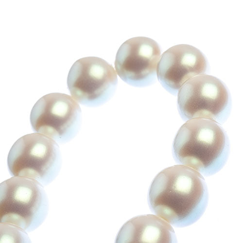 Glass Pearls - 16mm - Round - Iridescent White (Strand 11)