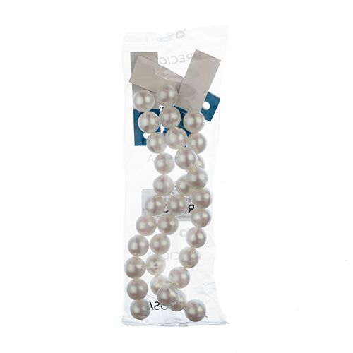 Glass Pearls - 16mm - Round - Iridescent White (Strand 11)
