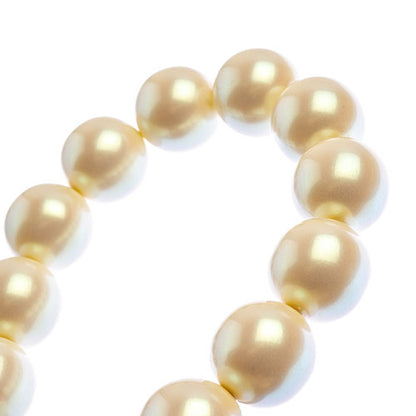 Glass Pearls - 16mm - Round - Iridescent Light Cream (Strand 11)