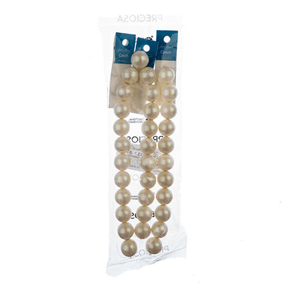 Glass Pearls - 16mm - Round - Iridescent Light Cream (Strand 11)