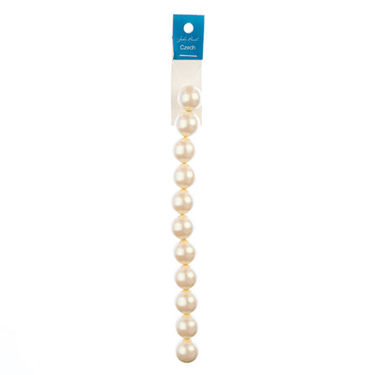 Glass Pearls - 16mm - Round - Iridescent Light Cream (Strand 11)