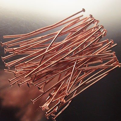 Headpins - 1in / 24ga Flat Head - Bright Copper (100)