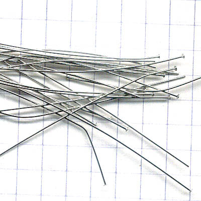 Headpins - 2in / 24ga - Flat Head - Rhodium Plated (100)
